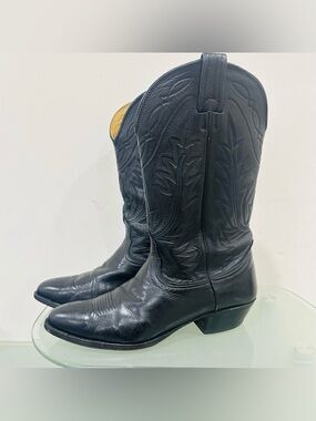 Nocona 7501 Black Deertan Leather Western Cowboy Boot Men's Size 9 Made in USA